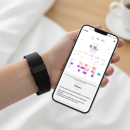 Black Wide Band Fitness Tracker with Sleep App